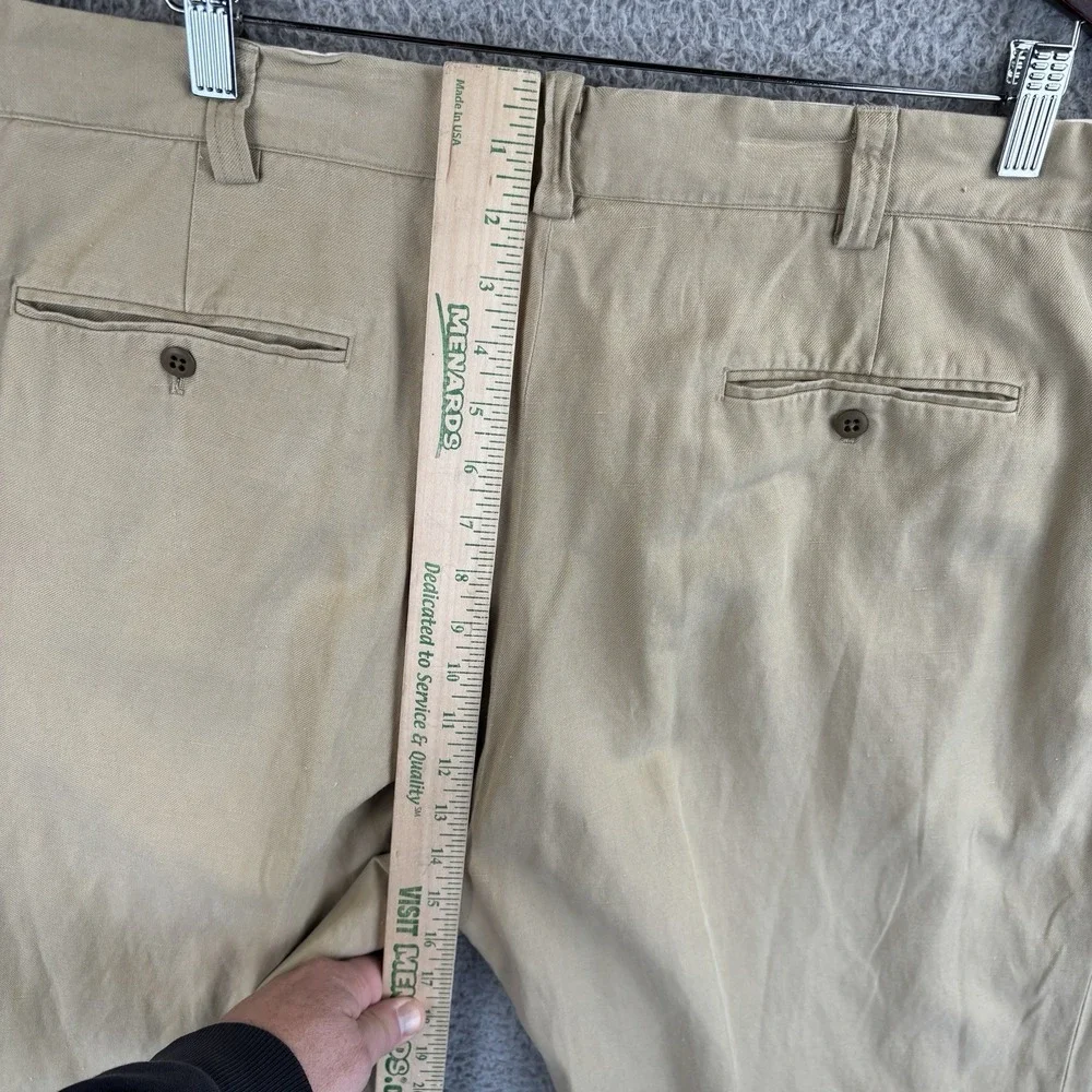 Vintage Polo Ralph Lauren Pants Mens 38x30 Beige Linen‎ Silk Blend Pleated